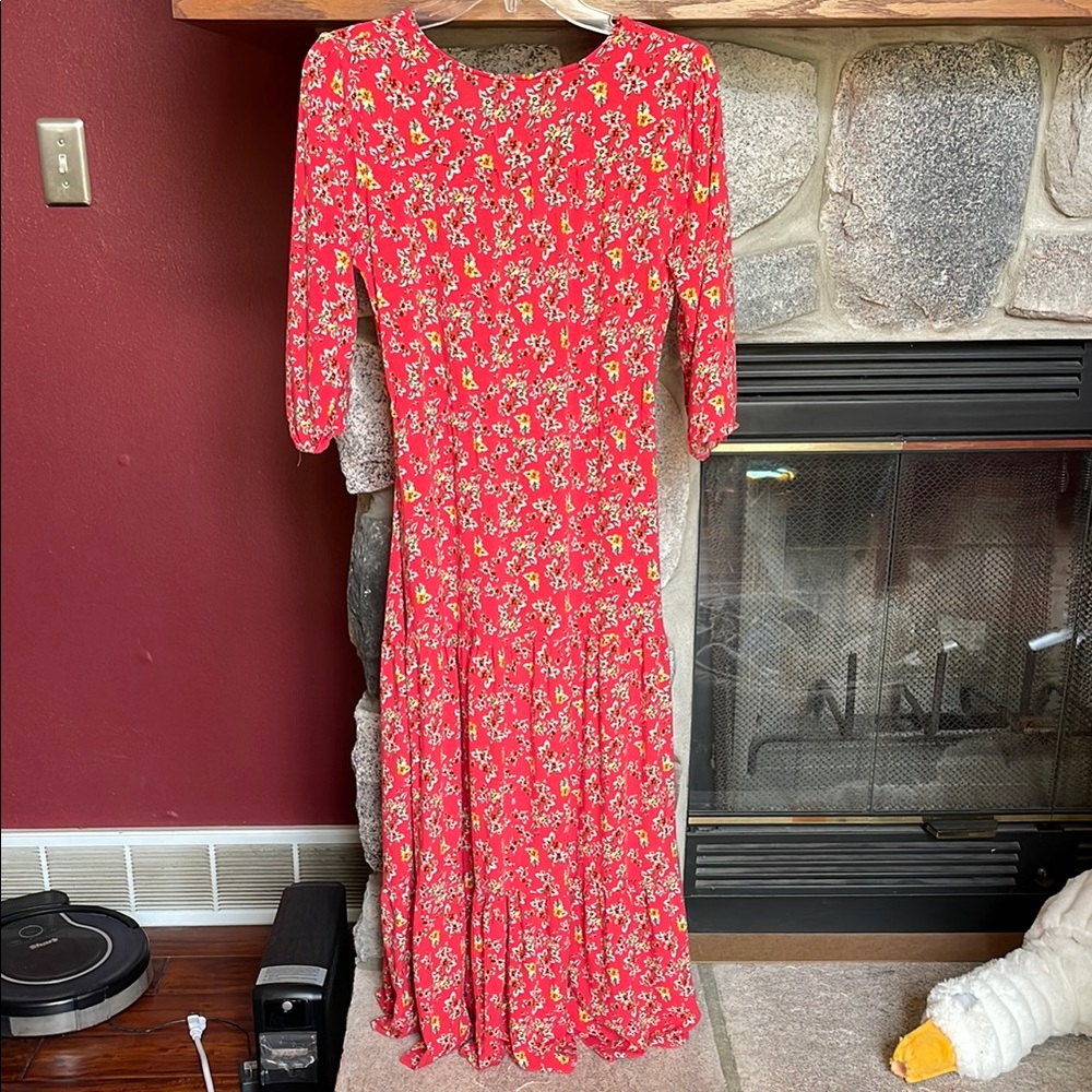 Sundat Mi Amor Floral Red Maxi Dress - Picture 4 of 5